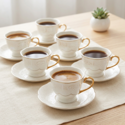 Coffee Cup and Saucer Set - 12 Pcs